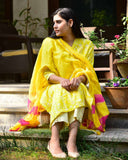 Anni Designer Women'S Cotton Blend Printed Straight Kurta With Pant & Dupatta Pack Of 2 (Combo-Nihira Cream-Bagru-Yellow_Xxl_Multi_Xx-Large),Multicolour,2XL,,,