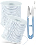 2 Rolls FIVEIZERO White Elastic Bracelet String Total 330 Feet,1mm,1.2mm,1.5mm Elastic Cord for Beading Stretchy String with Bea