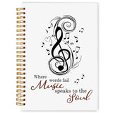 WARDOS Music Lover Gifts Notebook Journal 5.5x8.3, Musician Musical Teacher Gifts Notebook for Note Taking, Where Words Fail Mus