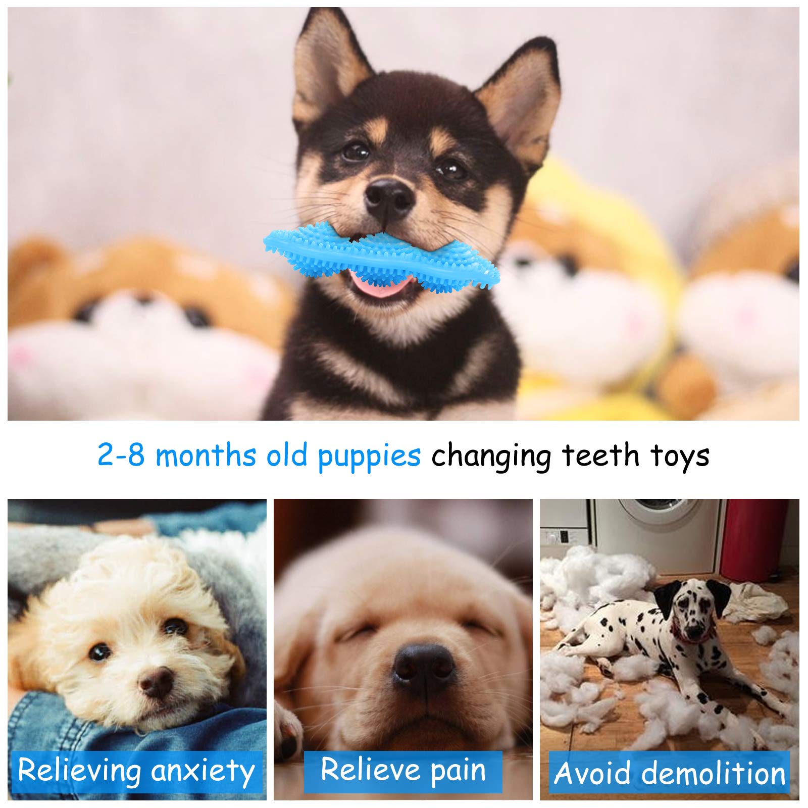 Hurray 3 Pack Puppy Chew Toys for Teething Puppies, Puppy Teething Toys, 360 Clean Pet Teeth & Soothe Pain of Teeth Growing, Pup