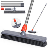 Push Broom, Deck Scrub Brush,Tub Floor Tile Broom Brush,Heavy Duty Stiff Bristles Grout Scrubber with Scraper,for Cleaning Bathr