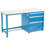 Global Industrial 72Wx30D Modular Workbench W/ 3 Drawers Plastic Laminate Safety Edge Blue