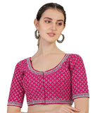 Pujia Mills Women's Heavy Silver Jari Thread Readymade Blouse for Saree Lehenga (Rani, 36)