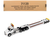 Kenworth T880 SBFA Tridem Truck with Trail King HDG Lowboy Trailer White Transport Series 1/50 Diecast Model by Diecast Master
