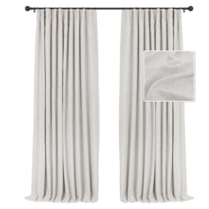 INOVADAY Linen 100% Blackout Curtains 108 Inch Length 2 Panels Set Textured Thermal Insulated Curtain Drapes for Bedroom Living 