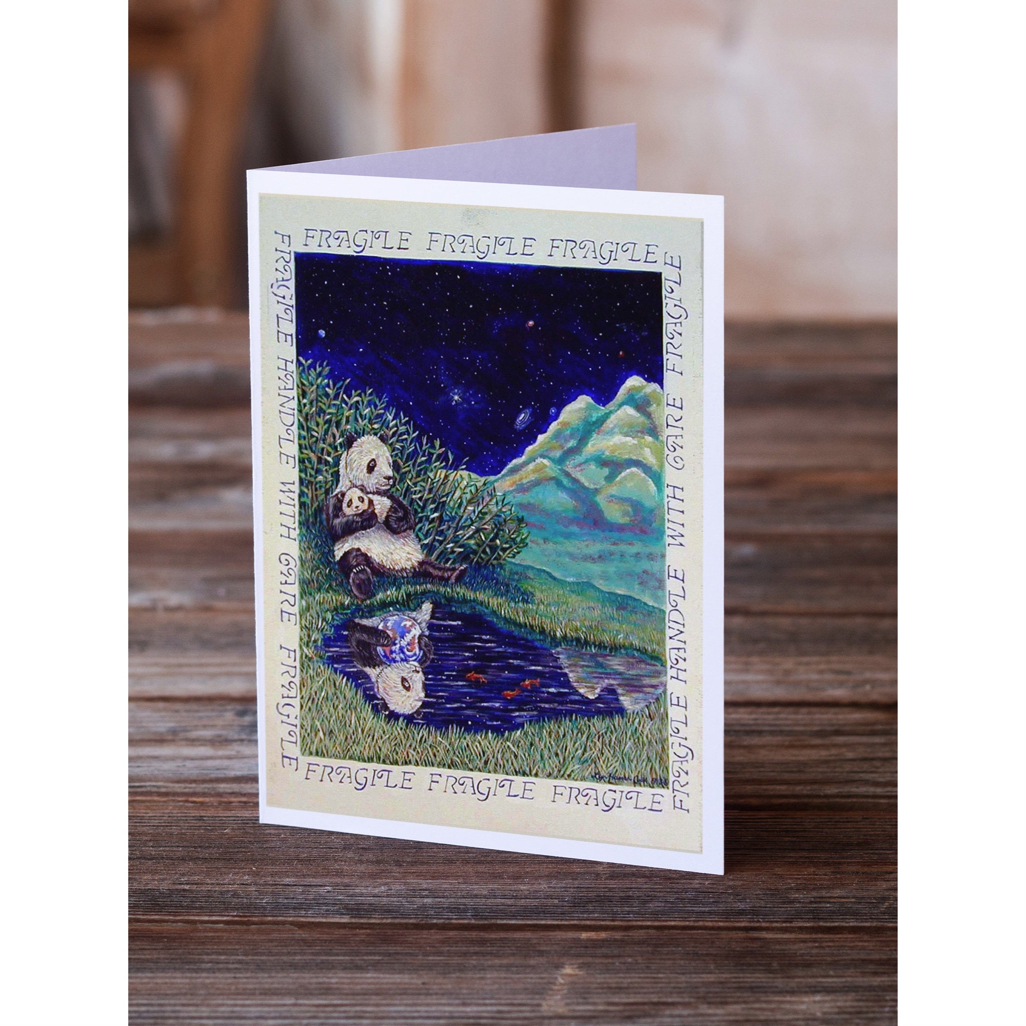 Panda Bear With Baby Greeting Cards And Envelopes Pack Of 8