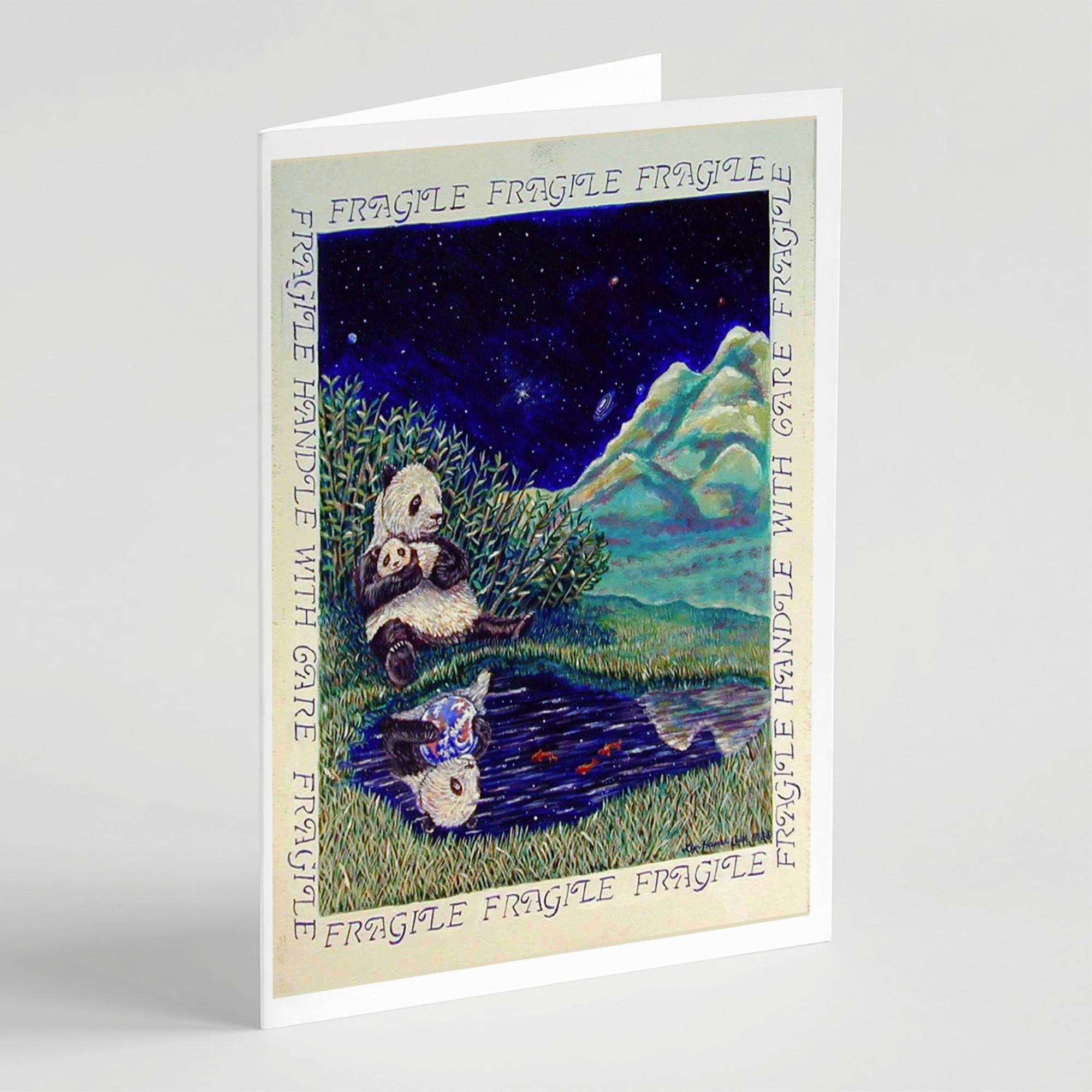 Panda Bear With Baby Greeting Cards And Envelopes Pack Of 8