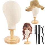 Beauty Star Wig Stand, 22inch Mannequin Head for Wigs with Detachable Strong Wood Base, Canvas Block Wig Head Holder Rack Ideal 