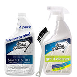 Black Diamond Stoneworks Ultimate Grout Cleaner with Brush + Marble & Tile Cleaner (2-Pack) - Safe for Natural Stone, Acid Free 