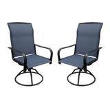 Set of 2 Patio Swivel Dining Chairs: 360 Rotating & 15 Rocking Motion, Ergonomic High-Back with All-Weather Textilene Fabric & I