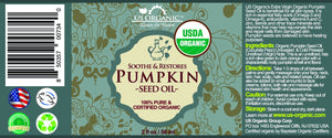 US Organic Pumpkin Seed Oil, USDA Certified Organic, Pure, Natural, Cold Pressed Virgin, Unrefined in Amber Glass Bottle w/Glass