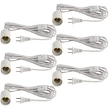 ABI E26 Light Bulb Socket to 2Prong US AC Power Cord Adapter with On/Off Switch, 12 FT Cable (6Pack)