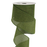 HUIHUANG Sage Burlap Ribbon Wired Solid Wired Edge Ribbon 2.5 inch Jute Ribbon Sage Green for Wreaths, Big Bows, Crafts, Decorat