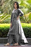 Gosriki Women'S Rayon Blend Hand Block Printed Straight Kurta With Pant & Dupatta (Ragsri Grey-Gs_Xl_Grey_X-Large),Grey,,B0DC6KNBBC