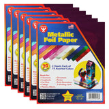 Metallic Foil Paper Sheets, 8.5 x 10, Assorted Colors, 20 Per Pack, 6 Packs