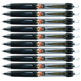 Uni SN200PT10.24 Power Tank Retractable Ballpoint Pen, 1.0mm, Black Ink, Pack of 10