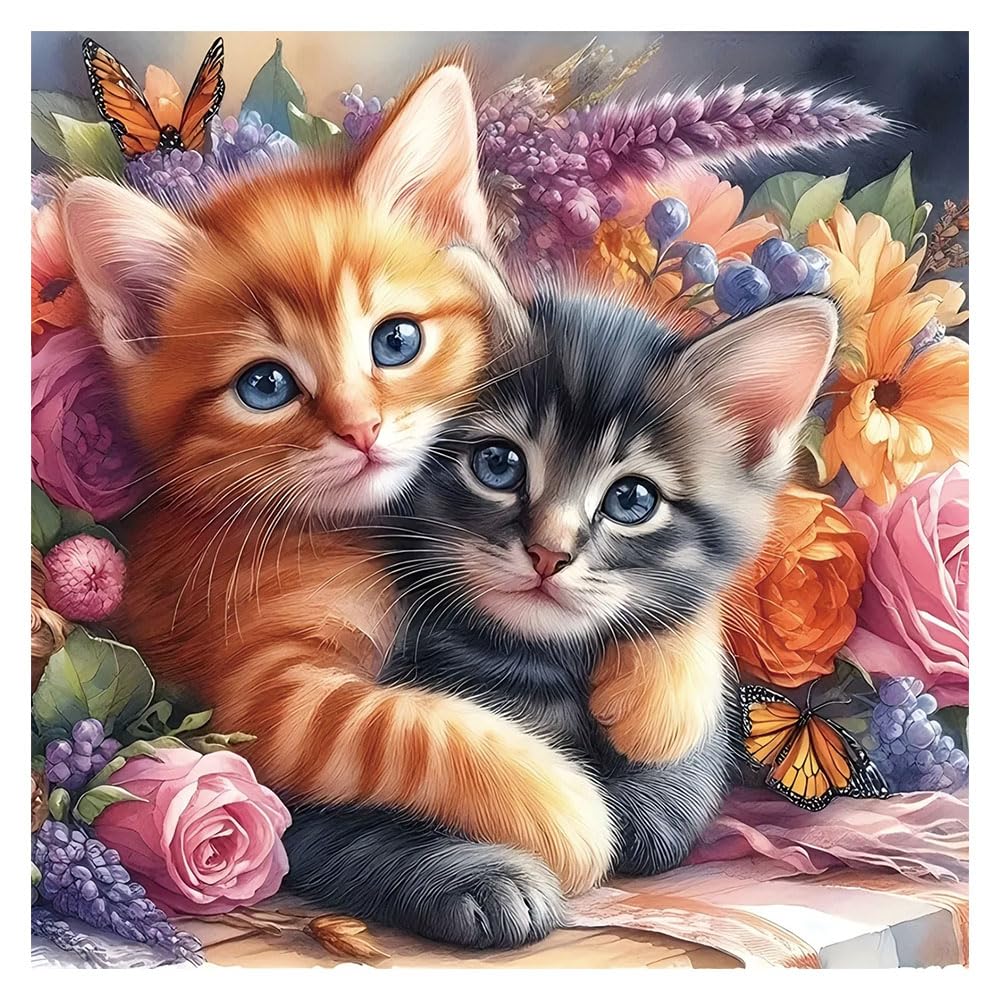 Kulvci Diamond Art Painting Kits for Adults Cat, Diamond Art Kits for Beginners, 5D DIY Full Drill Gem Craft for Home Decor Gift