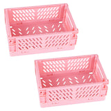 Tixill 2-Pack Mini Foldable Plastic Baskets for Organizing and Storage, Collapsible Storage Crate for Home Kitchen Bedroom Bathr