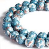100pcs 6mm Blue Rain Flower Beads Natural Gemstone Beads Round Loose Beads for Crafting and Jewelry Making