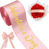 Zeyune 10 Yards Happy Valentine's Day Ribbon Glitter Pink Gold Heart Ribbon Craft for Hair Bow Wreath Crafts Gift Wrapping Flowe