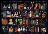 Bookshelf Stamped Cross Stitch Kits - Magical Book Counted Cross Stitch Kits for Beginners Adults Skull Needlepoint Cross-Stitch