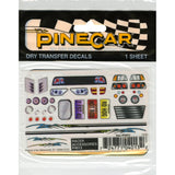 Woodland Scenics P4013 Pine Car Derby Dry Transfer Decal 3 by 2.5Inch Sheet, Racer Accessories