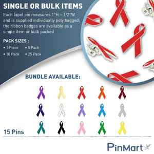 PinMart Awareness Enamel Lapel Pin - Nickel Plated Red Ribbon Pin - Heart Disease Prevention and Awareness Ribbon - Jewelry Broo