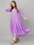 Anni Designer Women'S Georgette Chikankari Embroidered Anarkali Kurti (Kari Purple-Grt_M_Purple_Medium),Purple,M,Georgette,Anarkali,