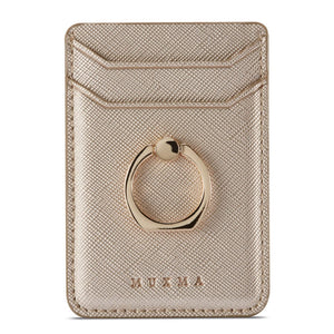 Lnobern Premium Pu Leather Phone Card Holder Stick With Rfid On Wallet With Ring Kickstand For Iphone And Android Smartphones (G