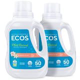 ECOS Laundry Detergent Liquid, 100 Loads - Dermatologist Tested Laundry Soap - Hypoallergenic, EPA Safer Choice Certified, Plant