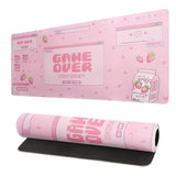 Pink Gaming Mouse Pad 31.5x11.8 Inch Pastel Game Over Large Mousepad Kawaii Office Decor for Women Non-Slip Rubber Base Stitched