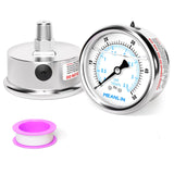 MEANLIN MEASURE 0~50Psi Liquid Filled Pressure Gauge Stainless Steel with 316 Stainless Steel Joint 1/4 NPT 2.5 FACE DIAL for Po