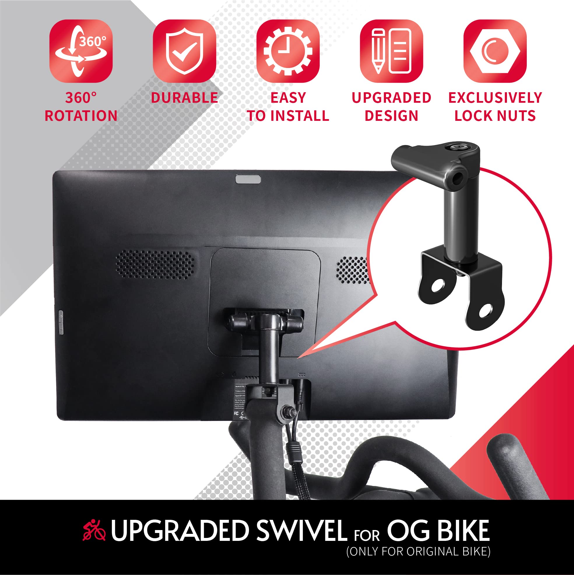 Crostice Swivel Arm Compatible with Peloton Bike,(Upgraded Modles) Pivot for Off-Bike Workout, 360 Movement Monitor Adjuster Acc