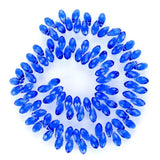 200pcs Czech 12mm Faceted Teardrop Briolette Crystal Glass Beads Pendant Drop Bulk Sapphire Blue
