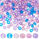 SUNNYCLUE 600Pcs Pony Beads Bulk 6x9mm Plastic Pony Bead Opaque Pearl Transparent Blue Purple Pink Craft Kandi Hair Braid Spacer
