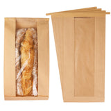 50 Pack Long Paper Bread Bags with Tabs for Homemade Sourdough, Resealable Bakery Bags with Window for Oval Sourdough Bread, Loa