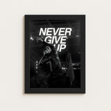 Ronaldo Never Give Up Framed Wall Art Cr7 Motivational Soccer Poster Inspirational Black And White Football Sports Decor For
