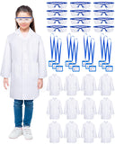 Xtinmee 24 Sets 72 Pcs Kids Lab Coat Set Halloween Doctor Costume with Goggles ID Card Kit Science Dentist Doctor Dress Up (Larg