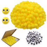 TOAOB 500pcs Pom Poms 1cm Craft Pom Poms Yellow Fuzzy Pompoms Balls Arts and Crafts Supplies with Googly Wiggle Eyes for DIY Cra