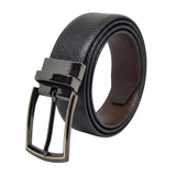 The Men Thing Genuine Leather Belt | 2 In 1 Reversible (1 Pc.) (Black, 35 To 40 Waist Adjustable)
