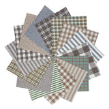 40+ Lightwash Neutral Charm Pack, 5 inch Precut Cotton Gray Taupe Plaid Homespun Fabric Squares by JCS