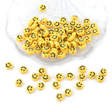 100PCS Smiley Face Beads - 10mm Yellow Happy Face Emoji Beads for Bracelets, Acrylic Spacer Beads for Earring Necklace Bracelets