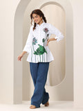 Libas Women'S Cotton Blend Floral Straight Tunics (98185_White_Xxl)