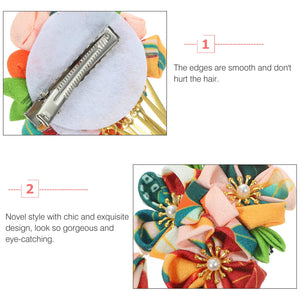 Amosfun 2 Pcs Japanese Kimono Flower Hair Pin Japanese Tsumami Hair Clips Kanzashi Hair Sticks Picks Hair Accessories for Women