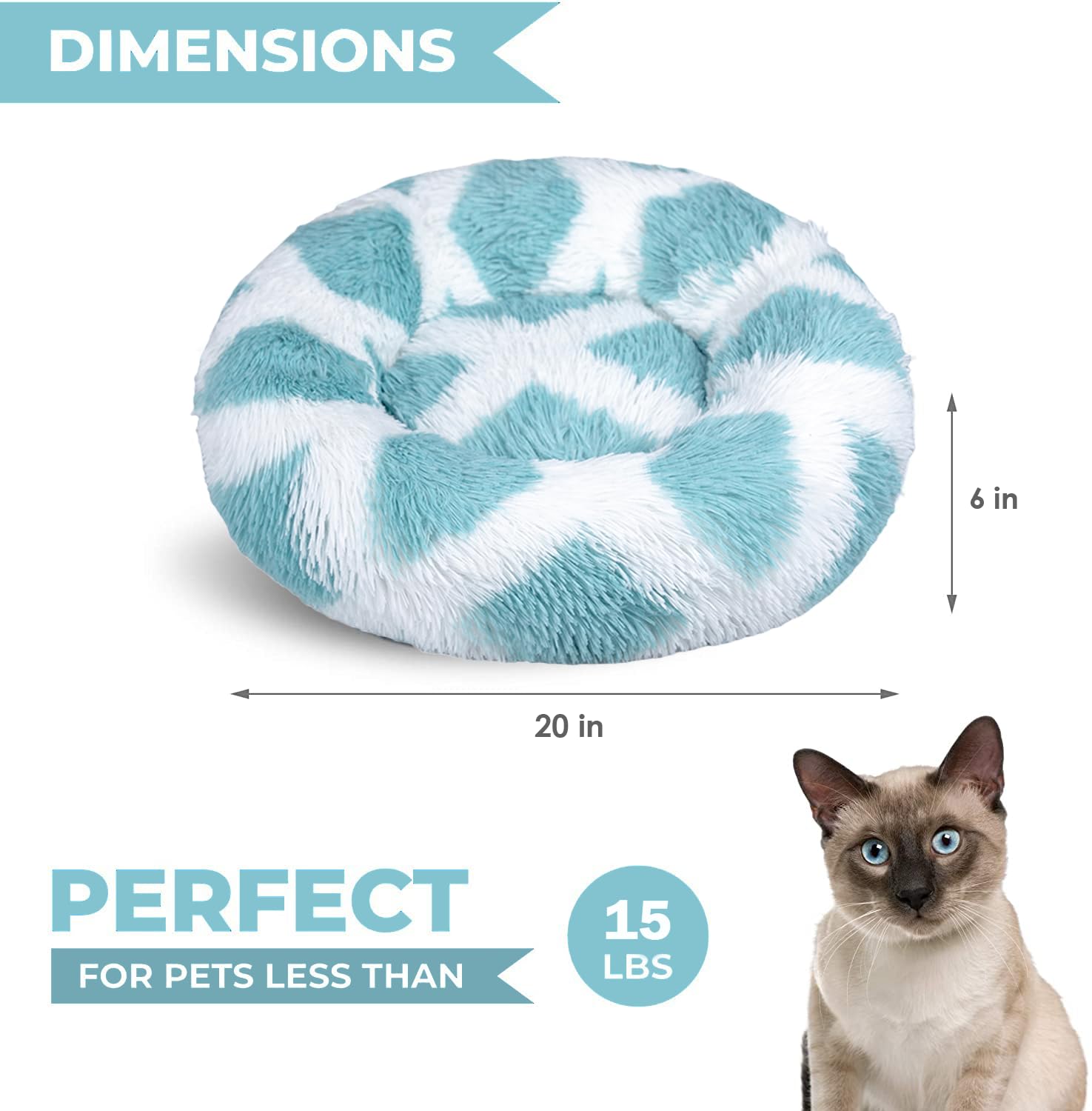 Whiskers & Friends Cat Bed, Cat Beds for Indoor Cats Washable, Small Dog Bed Calming Pet Bed, Cat Beds & Furniture, Large Cat Be