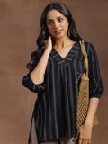 Libas Women'S Viscose Rayon Woven Design Straight Kurti (29105Or Black Black Xl