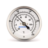 MEASUREMAN Fully Stainless Steel Pot, Kettle, Brewing Bimetal Thermometer, 3 Dial, 4 Stem, 0-250 deg F/-20-120 deg C, -1% Accura