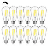 12Packs ST64 Large Vintage LED Edison Bulbs, 60W Equivalent 7W, 800Lumens, Dimmable Antique LED Filament, 5000K Cool White, E26 