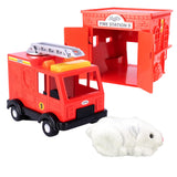ZhuZhu City Fire Station & Truck with Hamster Chunk - Perfect for Boys & Girls! Interactive Hamster & Fire Truck with Sirens & S
