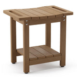 LUE BONA HDPS Shower Bench Seat with Shelf, Brown Shower Stool for Inside Shower Waterproof, Bath Shower Stool Chair for Spa Bat